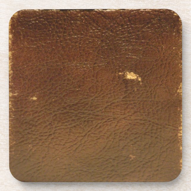 Rustic Faux Brown Leather Coaster (Front)