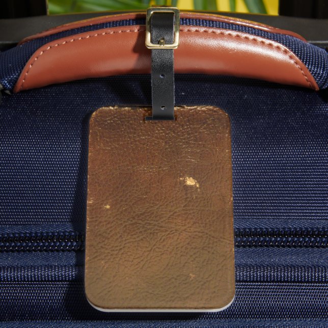 Rustic Faux Brown Leather Luggage Tag (Front Insitu 2)