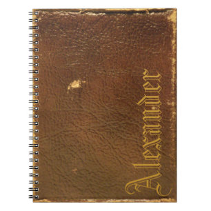 Rustic Faux Brown Leather Spiral Notebook