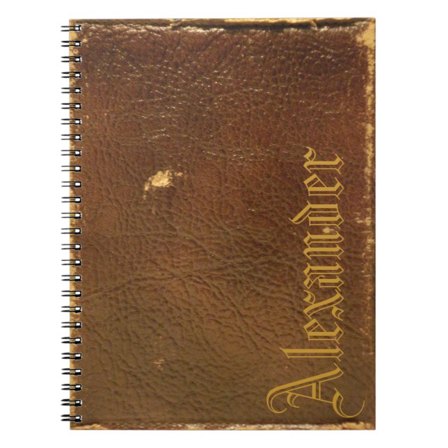 Rustic Faux Brown Leather Spiral Notebook (Front)
