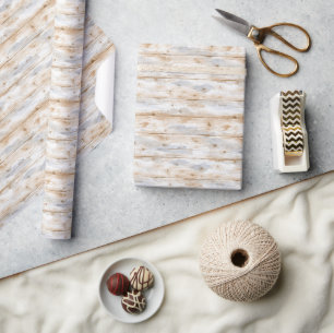 Rustic Faux Cream Grey Wood (not actual wood) Wrapping Paper