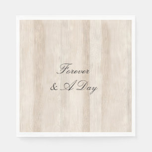 Rustic Faux Cream White Wood Wedding Napkin