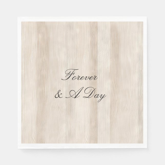 Rustic Faux Cream White Wood Wedding Napkin (Front)