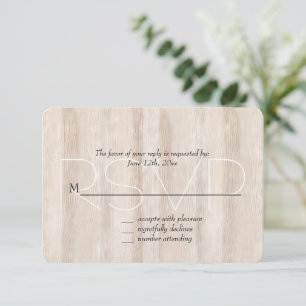 Rustic Faux Cream White Wood Wedding RSVP Card