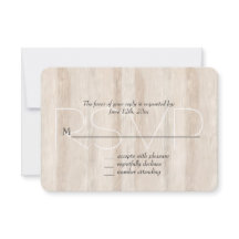 Rustic Faux Cream White Wood Wedding RSVP