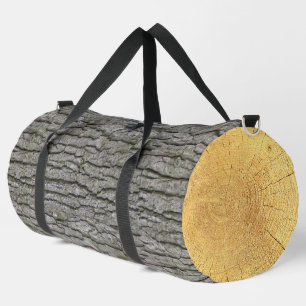 Rustic Faux Dry Wood Grain Tree Bark Duffle Bag