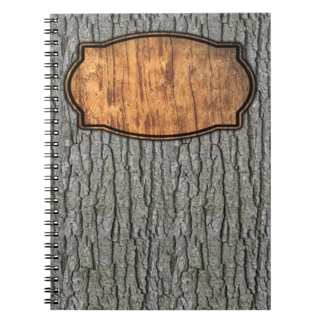 Rustic Faux Dry Wood Grain Tree Bark Notebook (Front)