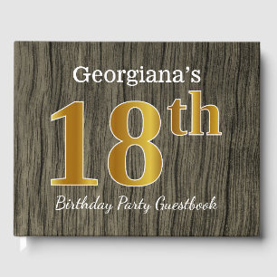 Rustic, Faux Gold 18th Birthday Party; Custom Name Guest Book