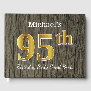 Rustic, Faux Gold 95th Birthday Party; Custom Name Guest Book