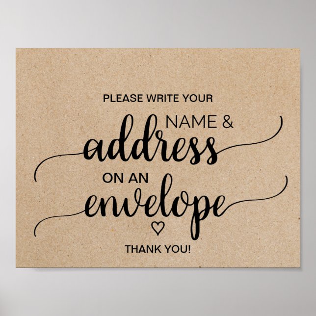 Rustic Faux Kraft Address An Envelope Sign (Front)