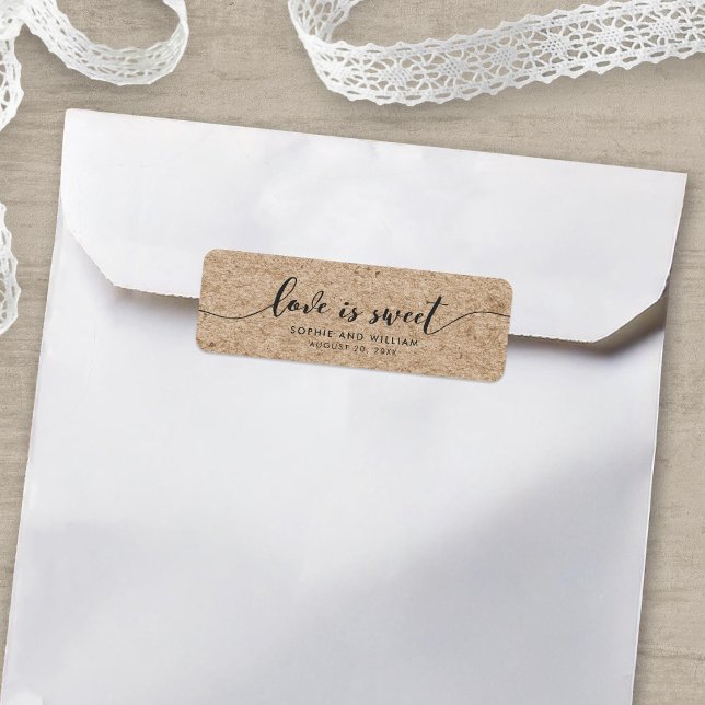 Rustic Faux Kraft Love is Sweet Wedding Favour (Creator Uploaded)