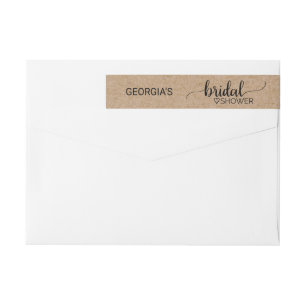 Rustic Faux Kraft Modern Calligraphy Bridal Shower Wrap Around Label