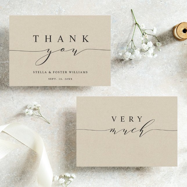 Rustic Faux Kraft Paper Thank You Card (Front & Back)