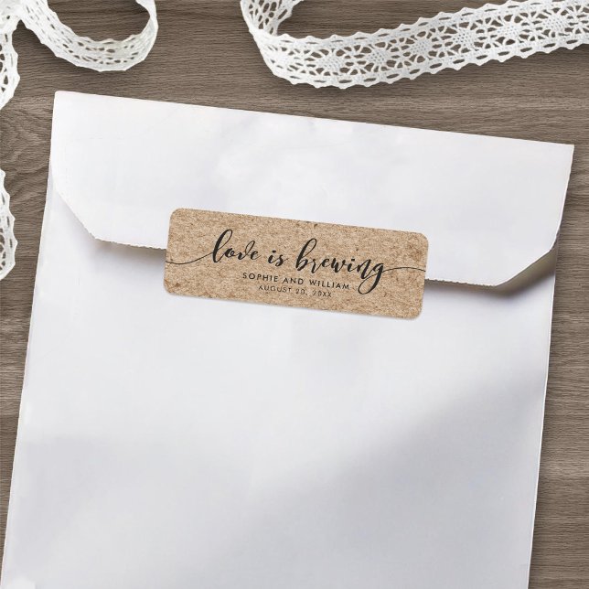 Rustic Faux Kraft Script Love is Brewing Wedding (Creator Uploaded)