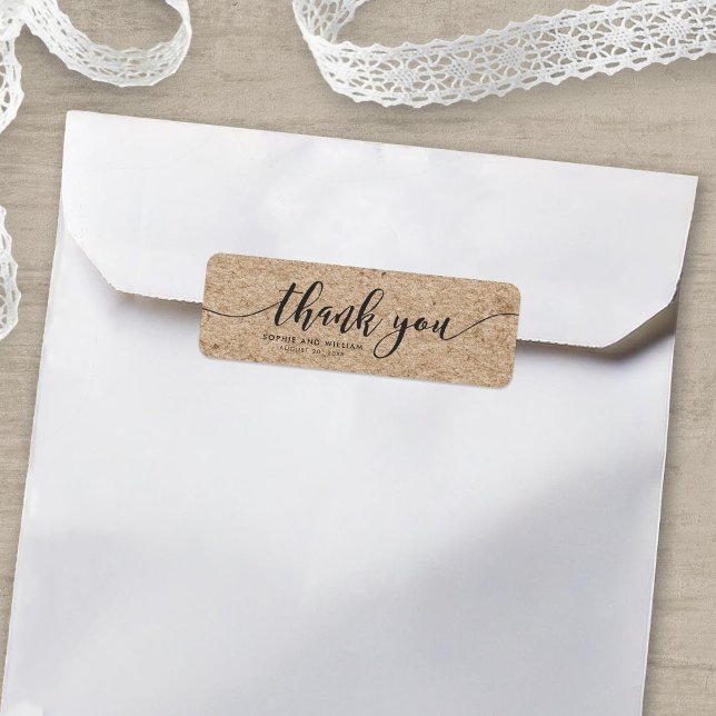 Rustic Faux Kraft Script Thank You Wedding Favour (Creator Uploaded)