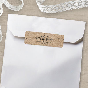 Rustic Faux Kraft Script With Love Wedding Favour