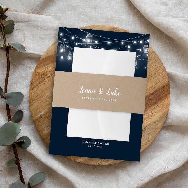 Rustic Faux Kraft Wedding Invitation Belly Band (Creator Uploaded)