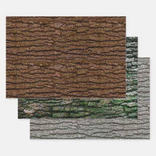 Rustic Faux Piece of Wood Grain Tree Bark Wrapping Paper Sheet