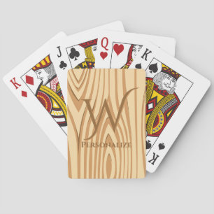Rustic Faux Stained Brown Wood Personalised Custom Playing Cards