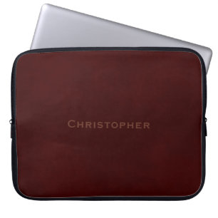 * Rustic Faux Stamped Mottled Brown Laptop Sleeve