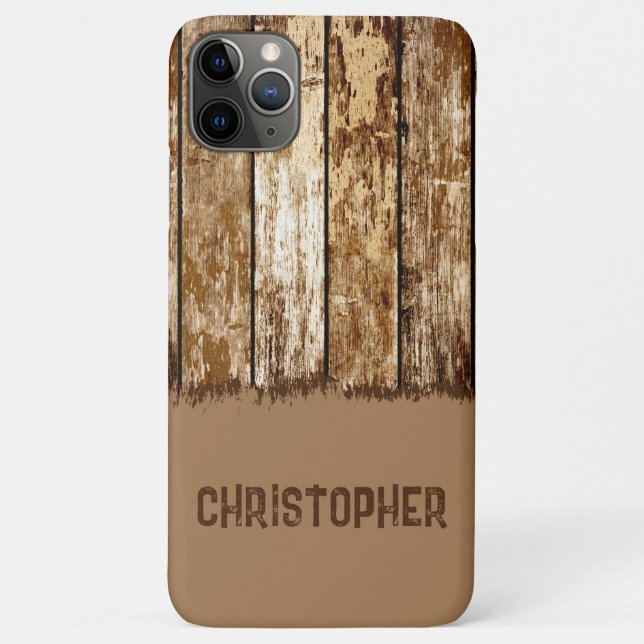 Rustic faux wood add name brown Case-Mate iPhone case (Back)