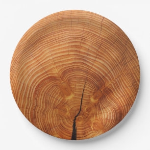 Rustic Faux Wood Grain Disposable Paper Plates