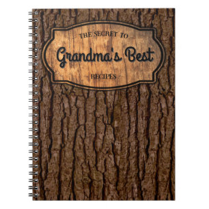 Rustic Faux Wood Grain Tree Bark Recipe Cookbook Notebook