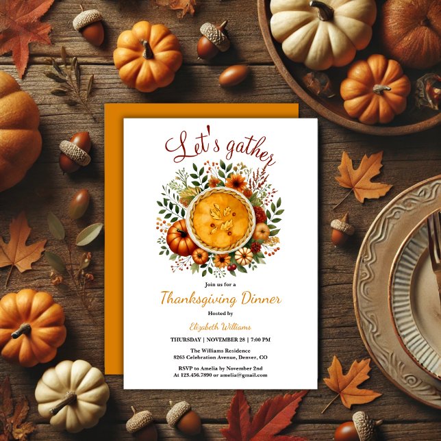 Rustic Feast Let's Gather Thanksgiving Dinner  Invitation (Rustic Feast Let's Gather Thanksgiving Dinner Invitation)