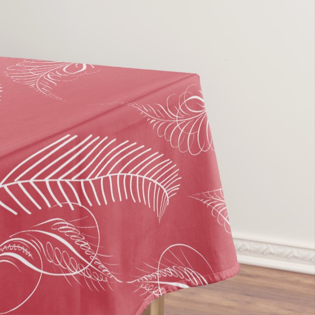 Rustic Feathers Love Birds Pattern Cottage Lodge Tablecloth (In Situ)