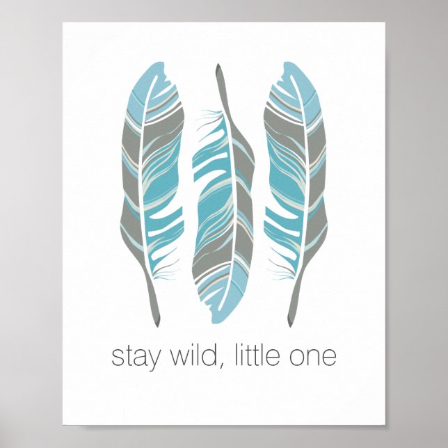 Rustic Feathers Stay Wild Personalised Wall Art (Front)