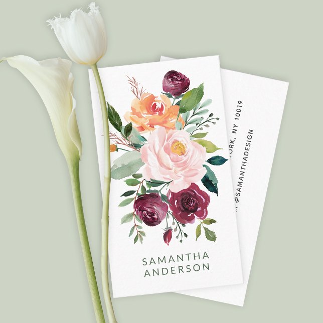 Rustic Feminine Floral Bouquet Entrepreneur Business Card (Creator Uploaded)