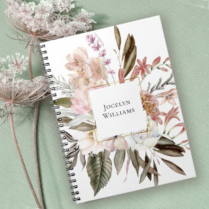 Rustic Feminine Floral Wildflowers with Name Notebook