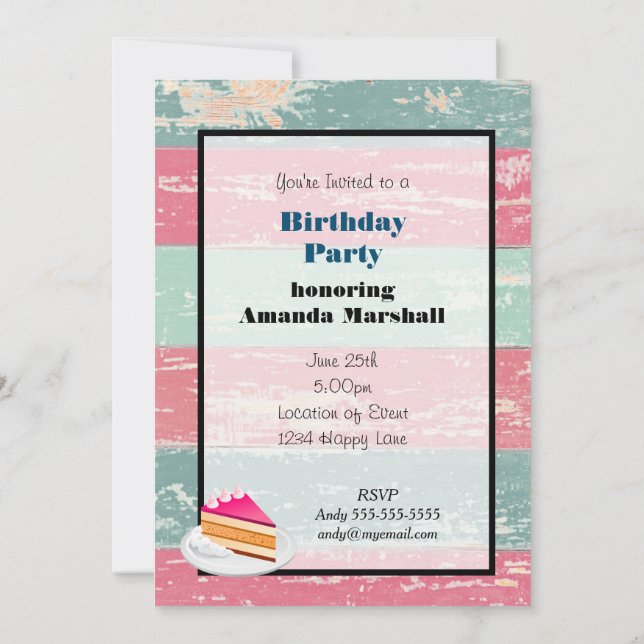 Rustic Fence Birthday party Invitation (Back)
