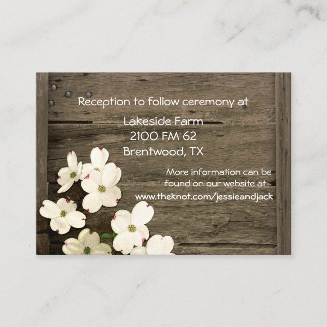 Rustic Fence & Dogwood Blooms Wedding Enclosure Card (Front)