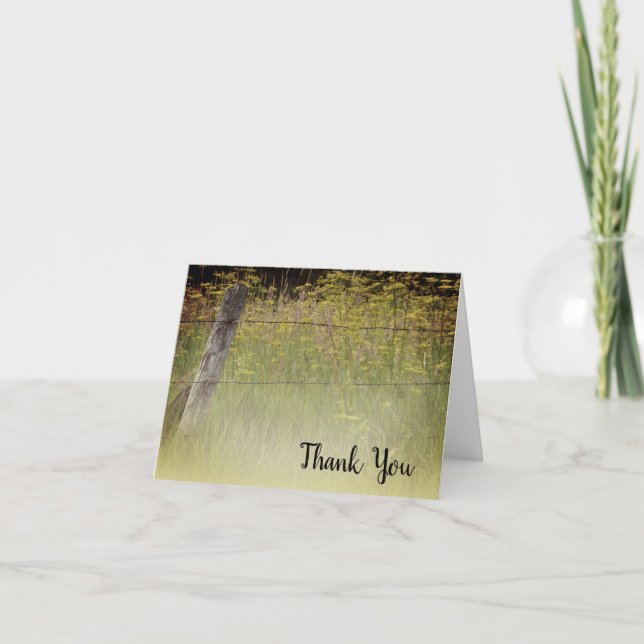 Rustic Fence Post Country Thank You Card (Front)