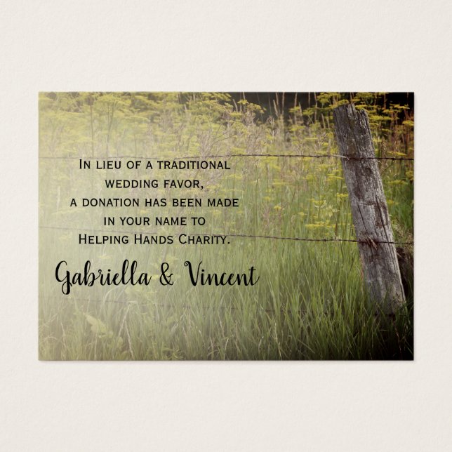 Rustic Fence Post Country Wedding Charity Favour (Front)