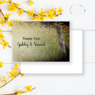 Rustic Fence Post Country Wedding Thank You Note Note Card