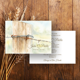 Rustic Fence Post Watercolor Celebration of Life Invitation