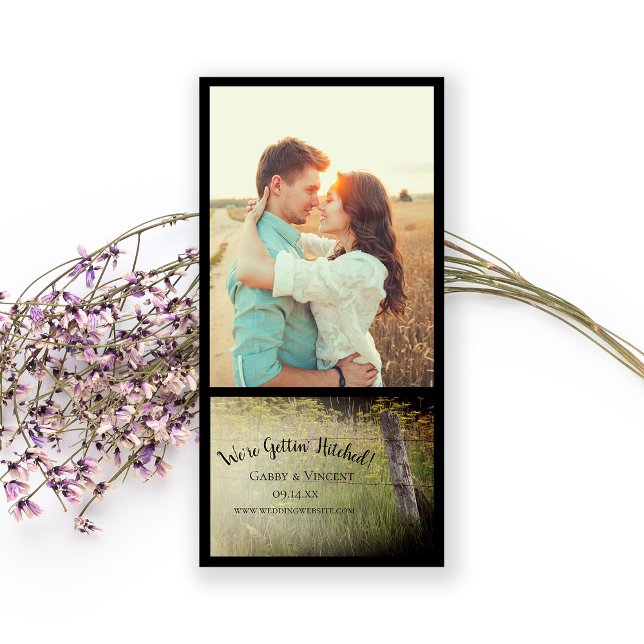 Rustic Fence Post Yellow Wildflowers Farm Wedding Save The Date (Creator Uploaded)