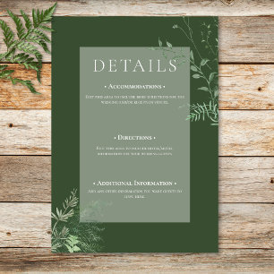 Rustic Fern Green Foliage Emerald Green Details Enclosure Card
