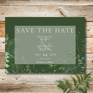Rustic Fern Green Foliage Emerald Green Save The Date