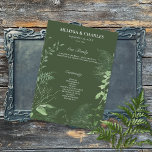 Rustic Fern Green Foliage Emerald Wedding Programme<br><div class="desc">Introducing our enchanting wedding program where elegance meets nature in perfect harmony. A soft, feathery oval frame adorned with lush forest greenery, ivy, ferns, and more, beautifully set against a mesmerising emerald green background. Capture the essence of a romantic woodland escape with this stunning design that will leave your guests...</div>