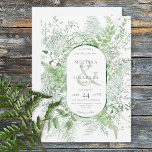 Rustic Fern Green Foliage White Wedding Invitation<br><div class="desc">Introducing our enchanting invitation, where elegance meets nature in perfect harmony. A soft, feathery oval frame adorned with lush forest greenery, ivy, ferns, and more, beautifully set against a pristine white background. Capture the essence of a romantic woodland escape with this stunning invitation that will leave your guests breathless. The...</div>