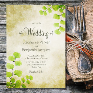 Rustic Fern Leaf Wedding Invitation