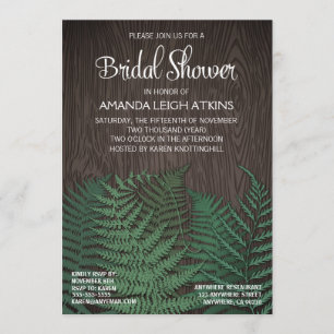 Rustic Fern Wedding Bridal Shower Invitations