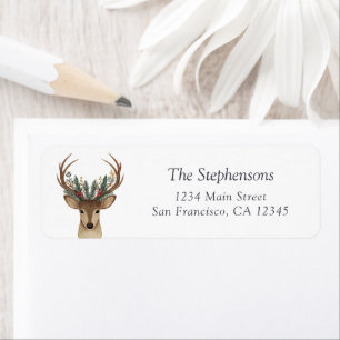Rustic Festive Christmas Deer Return Address