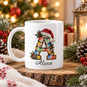 Rustic Festive Christmas Monogram Letter A Coffee Mug