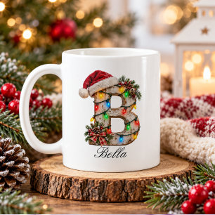Rustic Festive Christmas Monogram Letter B Coffee Mug