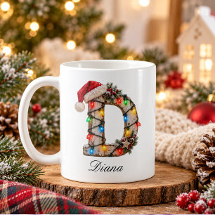 Rustic Festive Christmas Monogram Letter D Coffee Mug
