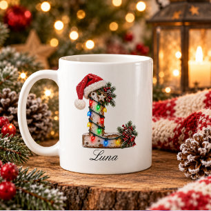 Rustic Festive Christmas Monogram Letter L Coffee Mug